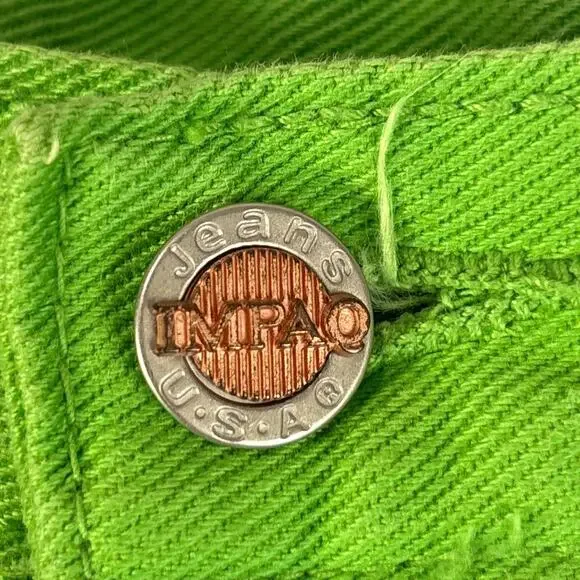 Vintage 90s IMPAQ Green Denim womens Jeans Carpenter Utility size 25/29 - Picture 4 of 8